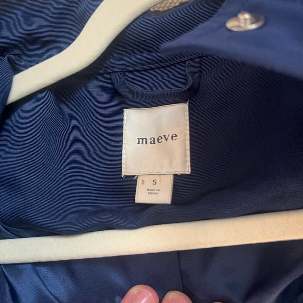 Maeve Anthropologie Navy Ruffle Button Front Bomber Jacket Size Small - Picture 7 of 7